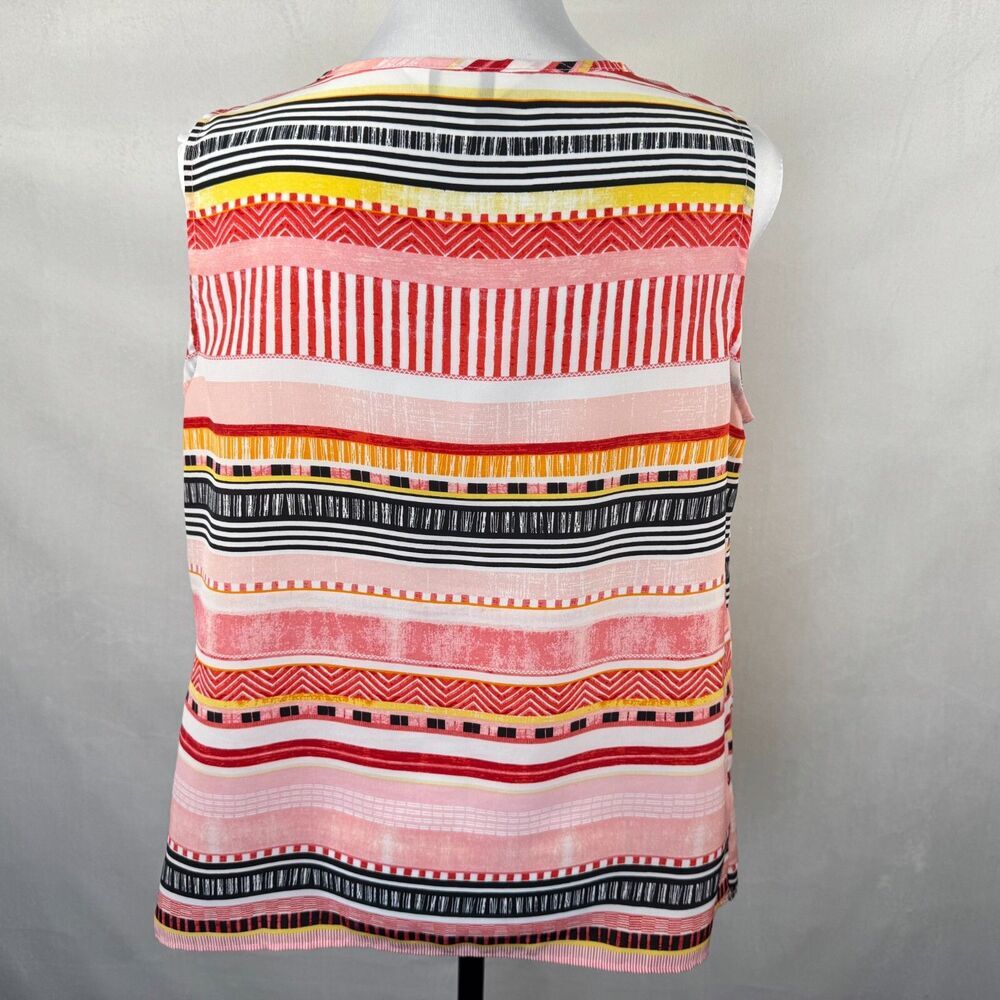 Christopher & Banks Top Sz M Multicolor Scoop Round Neck Pleated Sleeveless