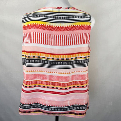 Christopher & Banks Top Sz M Multicolor Scoop Round Neck Pleated Sleeveless