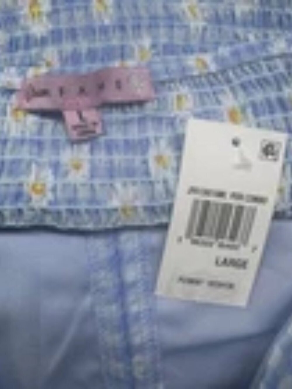 Crave Fame Blouse Women Sz L Style Peri Combo Light Blue Plaid Floral NWT