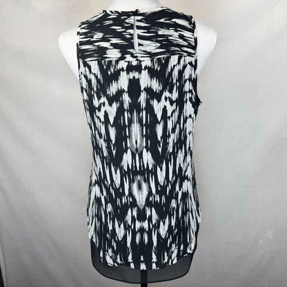 Violet & Claire Women Tank top Sz S Black White Round Neck Keyhole Sleeveless