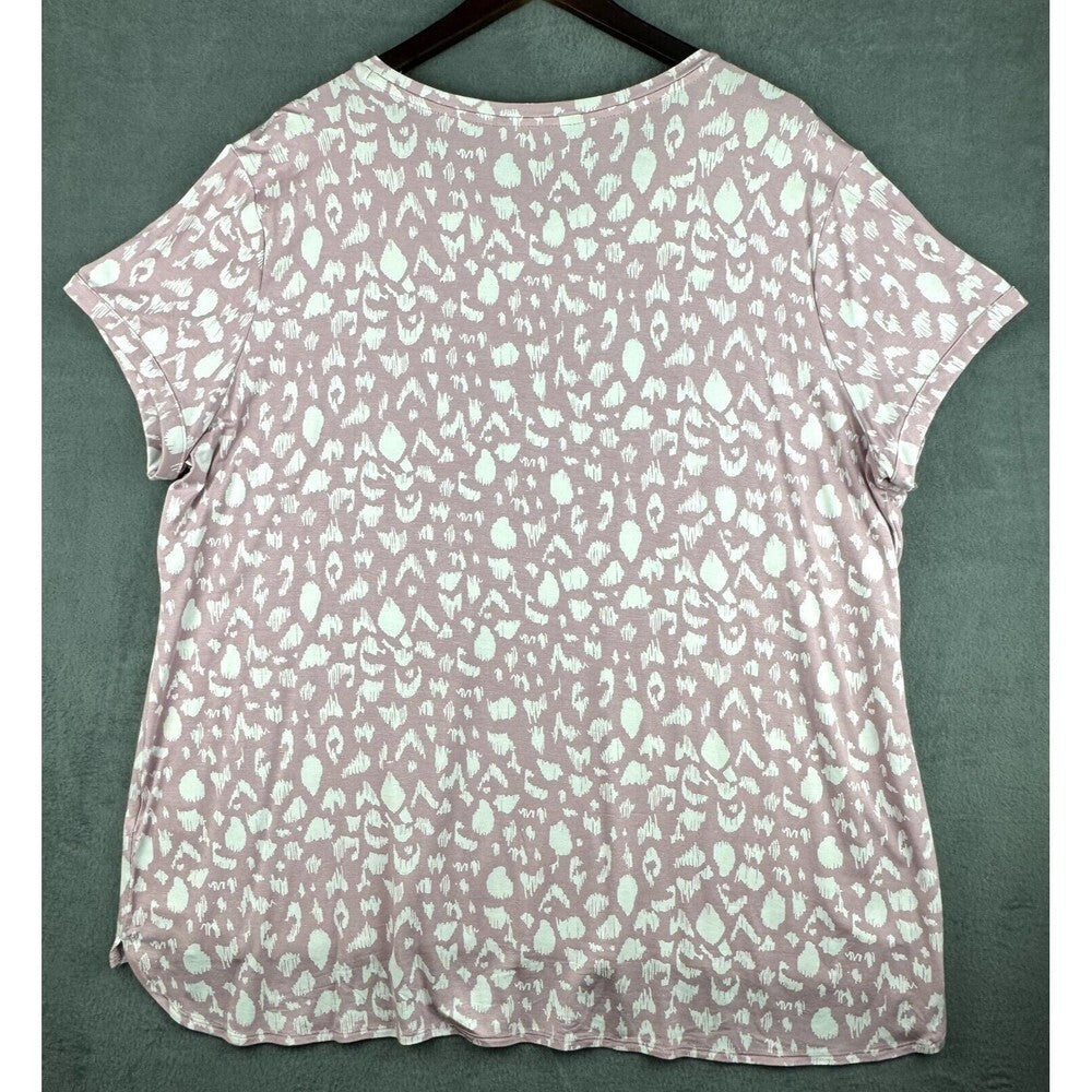 Ellen Tracy Top Sz XXL Dusty Pink and White Short Sleeve Scoop Neck
