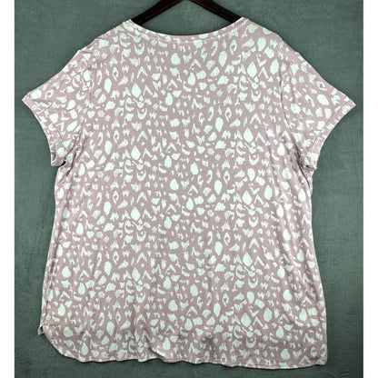 Ellen Tracy Top Sz XXL Dusty Pink and White Short Sleeve Scoop Neck