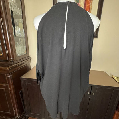 Wilfred Top Sz M Black Halter Cold Shoulder Knot Back Keyhole