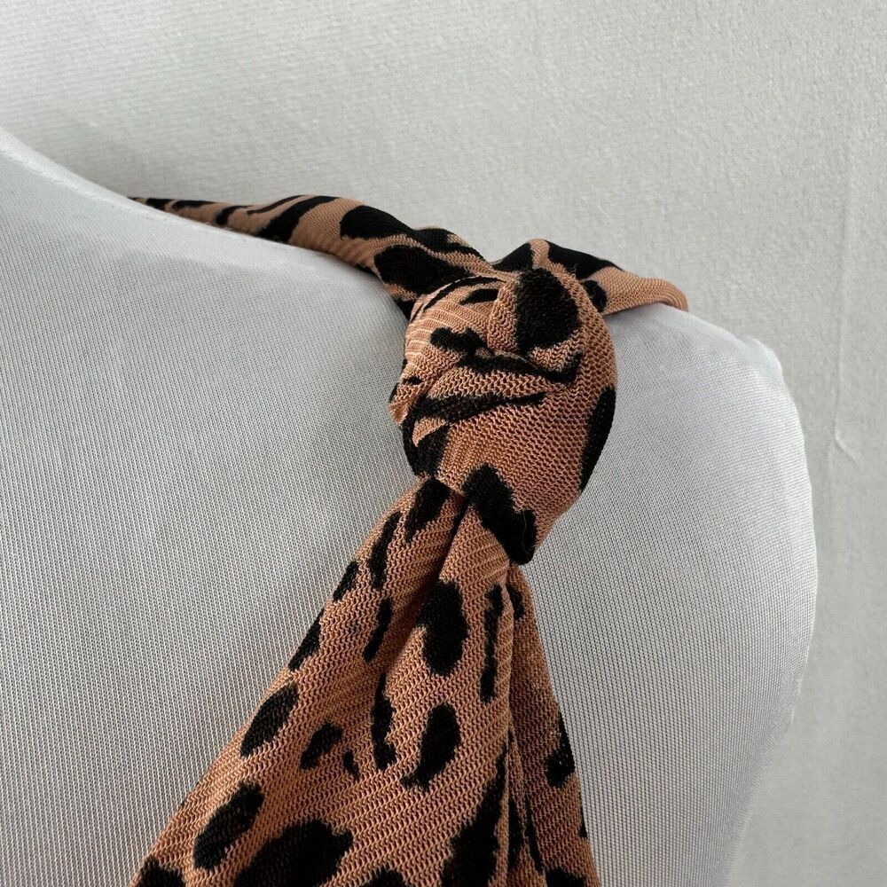 Jane + Delancey Ladies Top Sz L Brown Ruched sides Sleeveless Animal Print