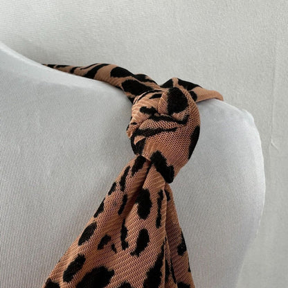 Jane + Delancey Ladies Top Sz L Brown Ruched sides Sleeveless Animal Print