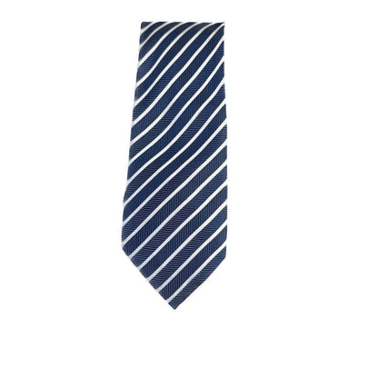 Haines & Bonner of London Men's Silk Necktie Blue and White Diagonal Stripe