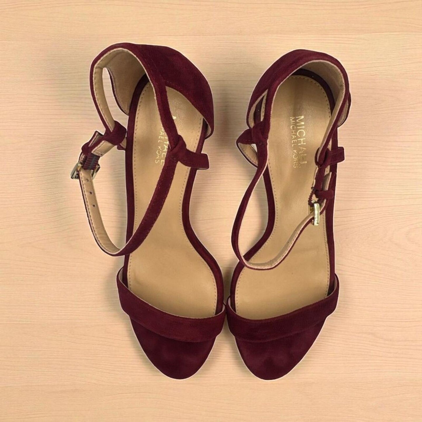 Michael Kors Sz 8.5 Red Suede Stiletto Sandals Strappy High Heel Dressy