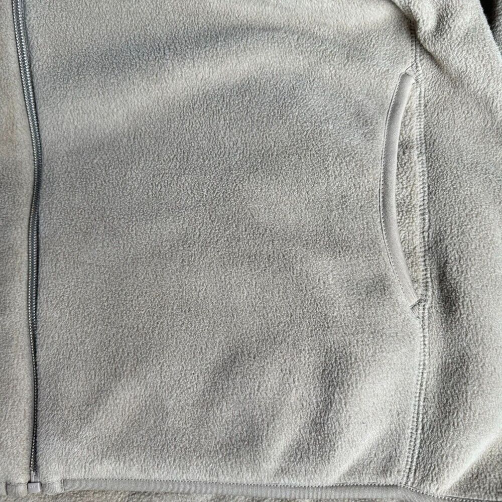 Uniqlo Jacket Men Sz L Beige Fleece Full Zip Casual Elastic Hem Long Sleeve