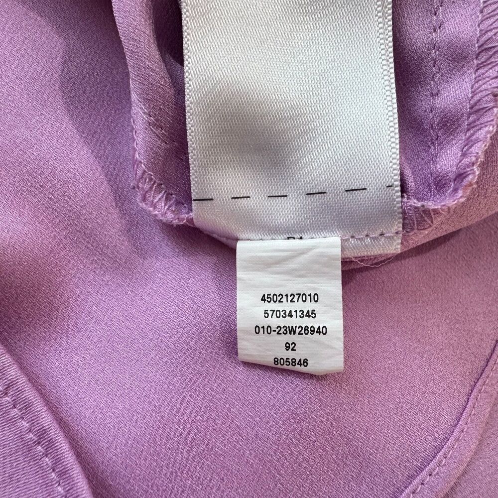 White House Black Market Women Sz XS Pink Round Neck Keyhole Flutter Sleeve