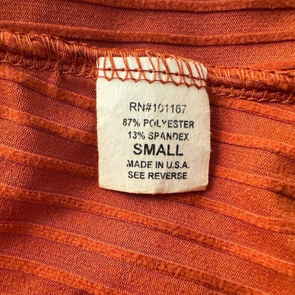 Kim & Cami Knit Top Sz S Rust Ribbed Cutout Chest Long Sleeve
