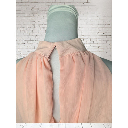 Hengrui Top Sz S Peach Lined Halter Neck Sleeveless Hook Eye Closure Flowy