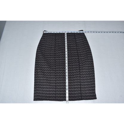 Mossimo Skirt Sz 8 Stretch Pencil Black with Brown Print