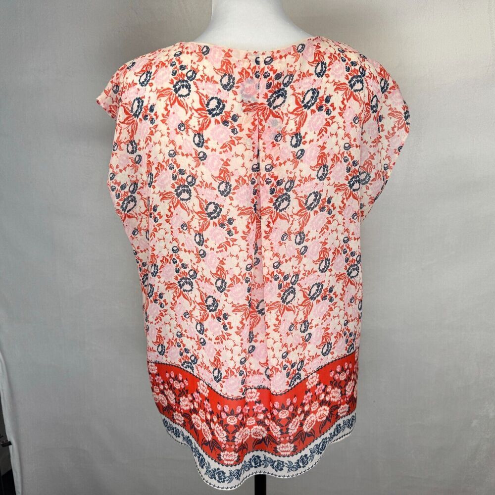 Rose + Olive Top Sz L Pink Floral Print lightweight sleeveless