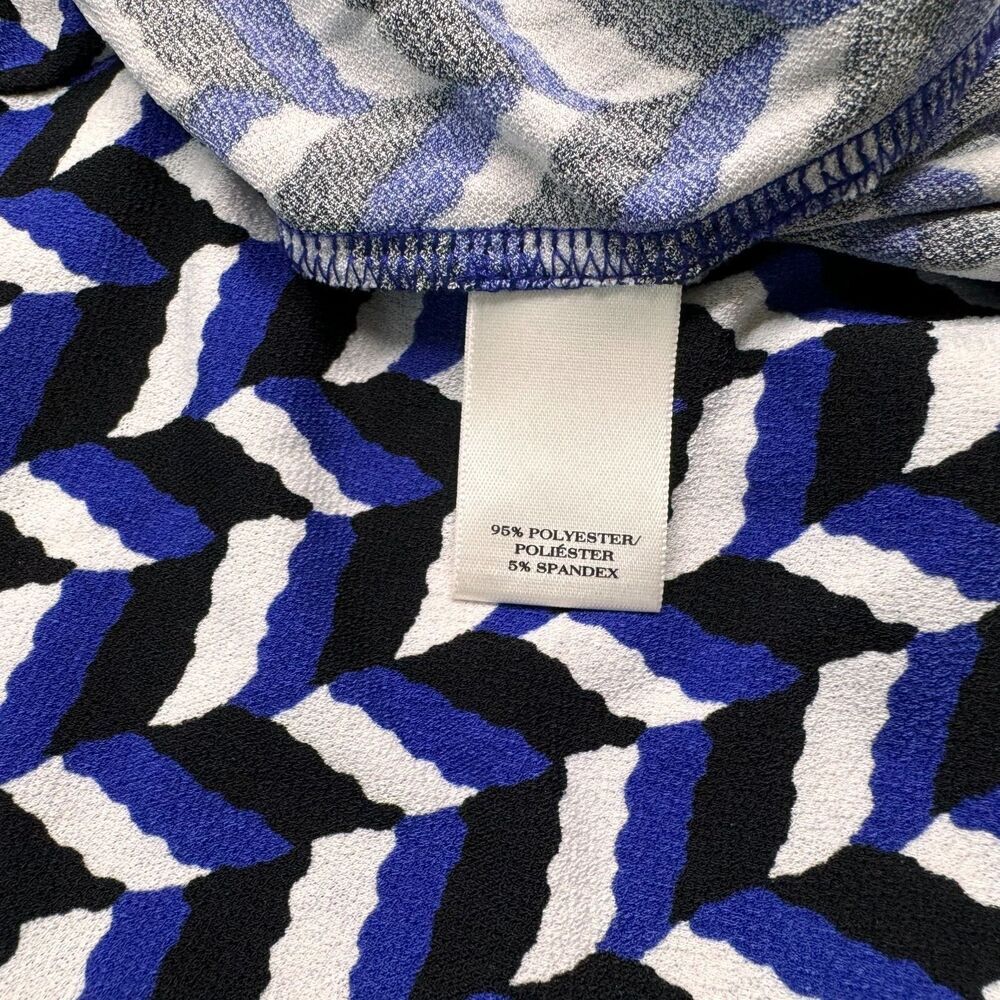Ann Taylor Top XS Blue Black Cowl Neck Stretch Blouse Sleeveless