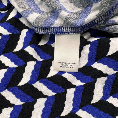 Ann Taylor Top XS Blue Black Cowl Neck Stretch Blouse Sleeveless
