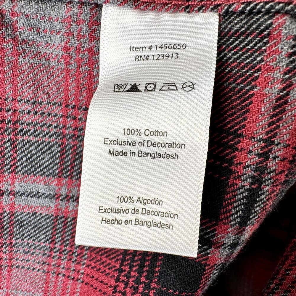 Jachs Shirt Men XL Heritage Flannel Plaid Red Black Gray Pockets Button Up