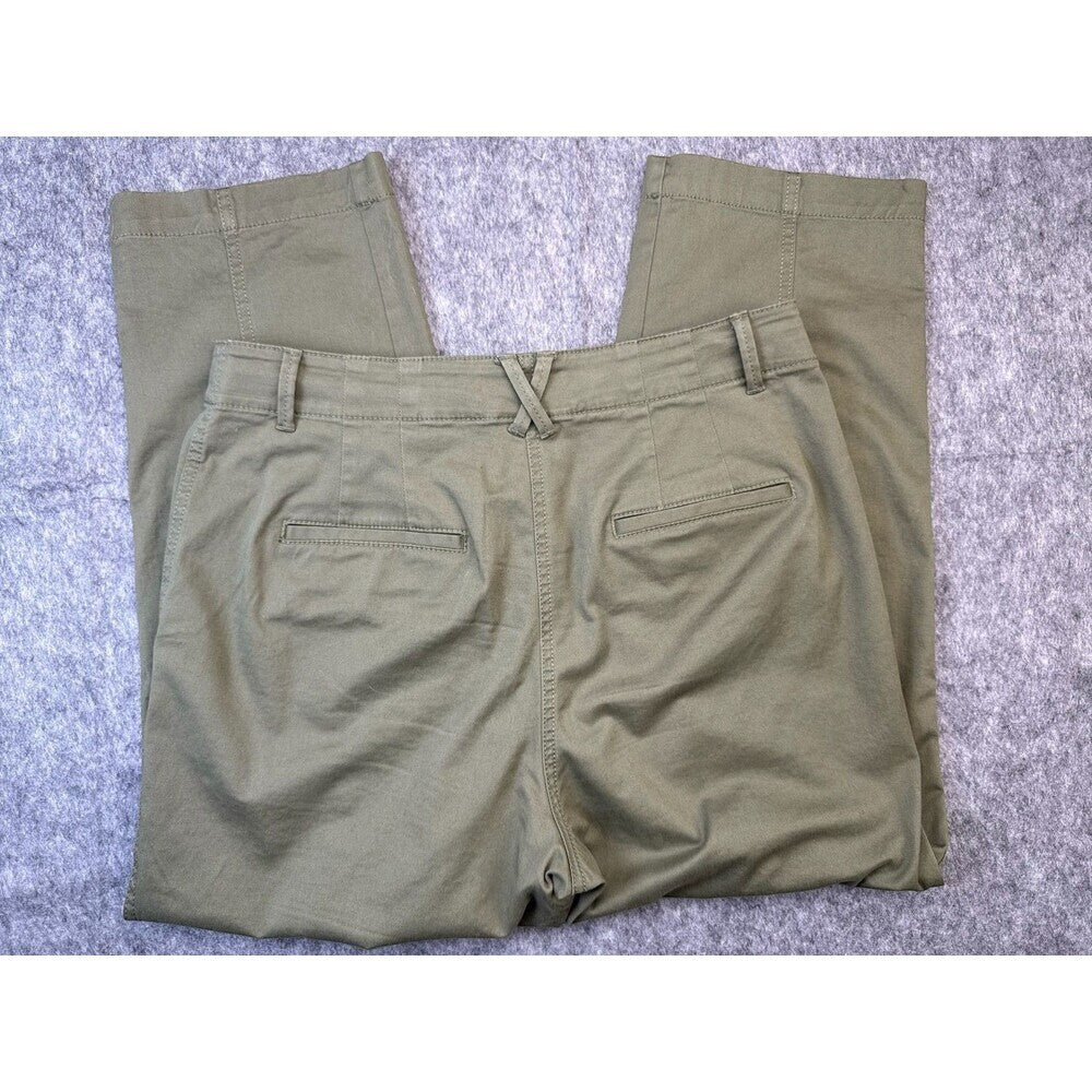 Ann Taylor Weekend Straight Pants Sz 10P Olive Green Business Casual Chino