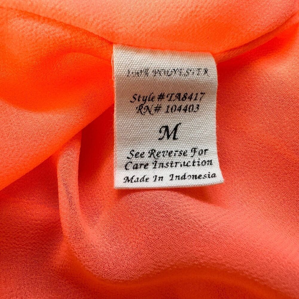 Mine Ladies Tank Top Sz M Sheer Orange Spaghetti Straps