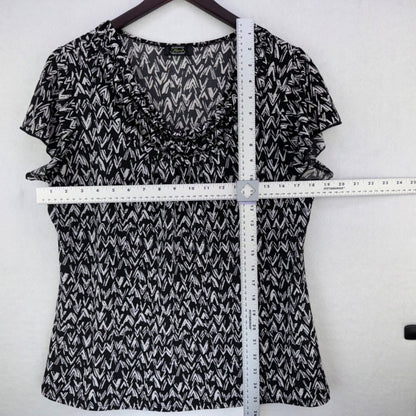 Shannon Ford New York Large Black White Flutter sleeve Cowl Neck