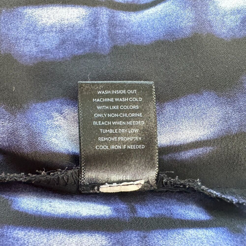 Simply Vera VeraWang Top XS Black Purple Henley Neckline Roll Up Sleeve