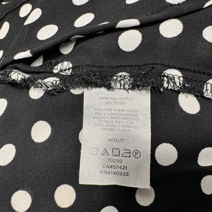 LOFT Womens Tank Top Sz M Black Polka Dot VNeck Henley Flowy Sleeveless