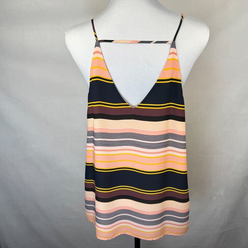 Loft Women Sz M Camisole Strappy Cami Multi Color Boho Horizontal Stripes