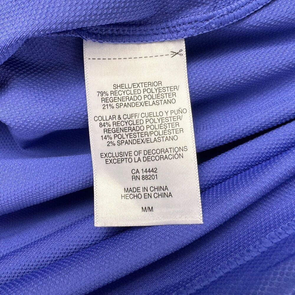 Mondetta Polo Sz M Women Active 1/4-Zip Blue Short Sleeve Mesh Shirt