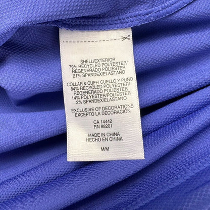 Mondetta Polo Sz M Women Active 1/4-Zip Blue Short Sleeve Mesh Shirt