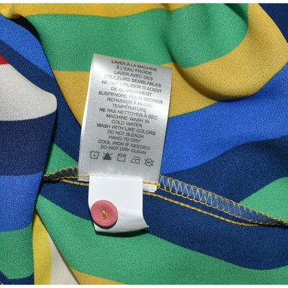 Cynthia Rowley Top Sz S Round Neck Sleeveless Stripe Rainbow Colors