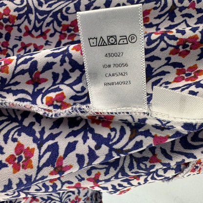 LOFT ladies top Sz M White with Red Blue print sleeveless tunic round neck