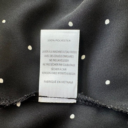 Lush Blouse Sz S Black Polka Dot White V Neck Roll Up Sleeve