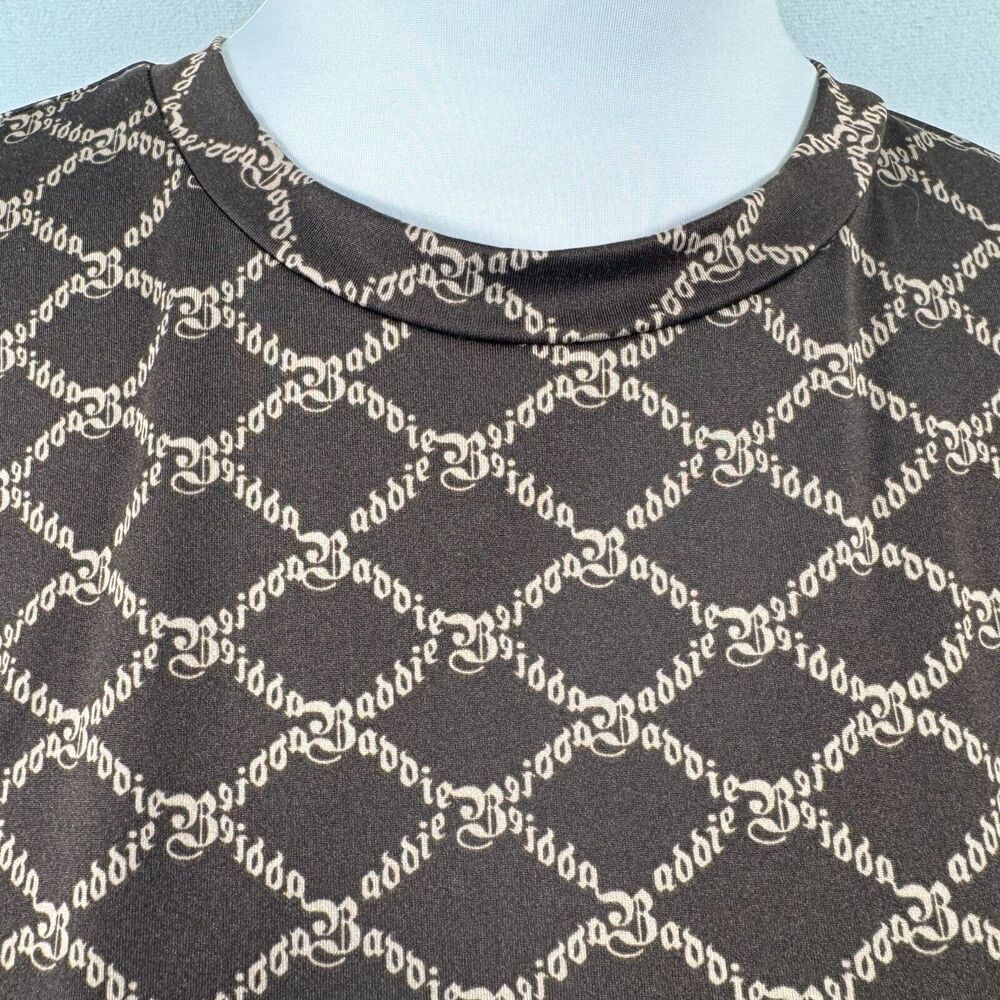 Forever 21 Women Crop Top Sz L Brown Print crew neck short sleeves