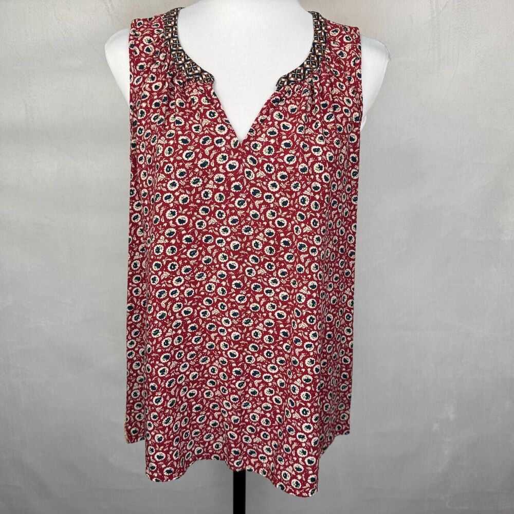 Anthropologie One September Tank Top Sz S Tamarosa Accordion Back Split Neck