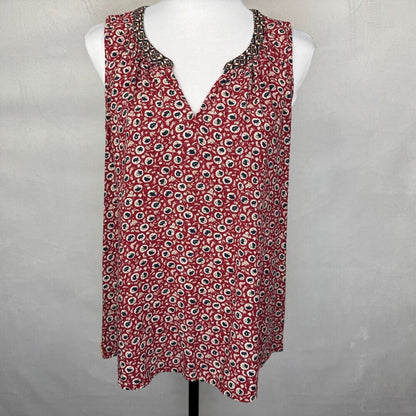 Anthropologie One September Tank Top Sz S Tamarosa Accordion Back Split Neck