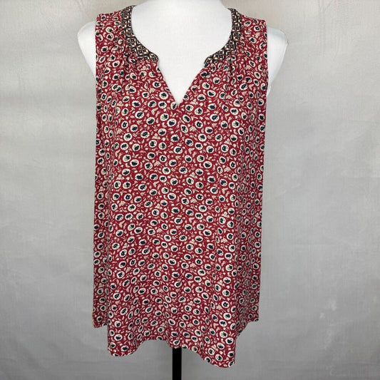 Anthropologie One September Tank Top Sz S Tamarosa Accordion Back Split Neck