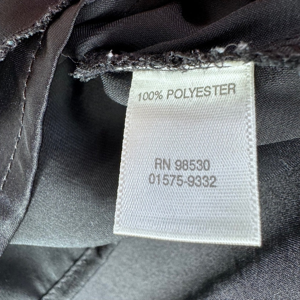 Christopher & Banks Women Sz M Silky Black Top ruffled front Sleeveless