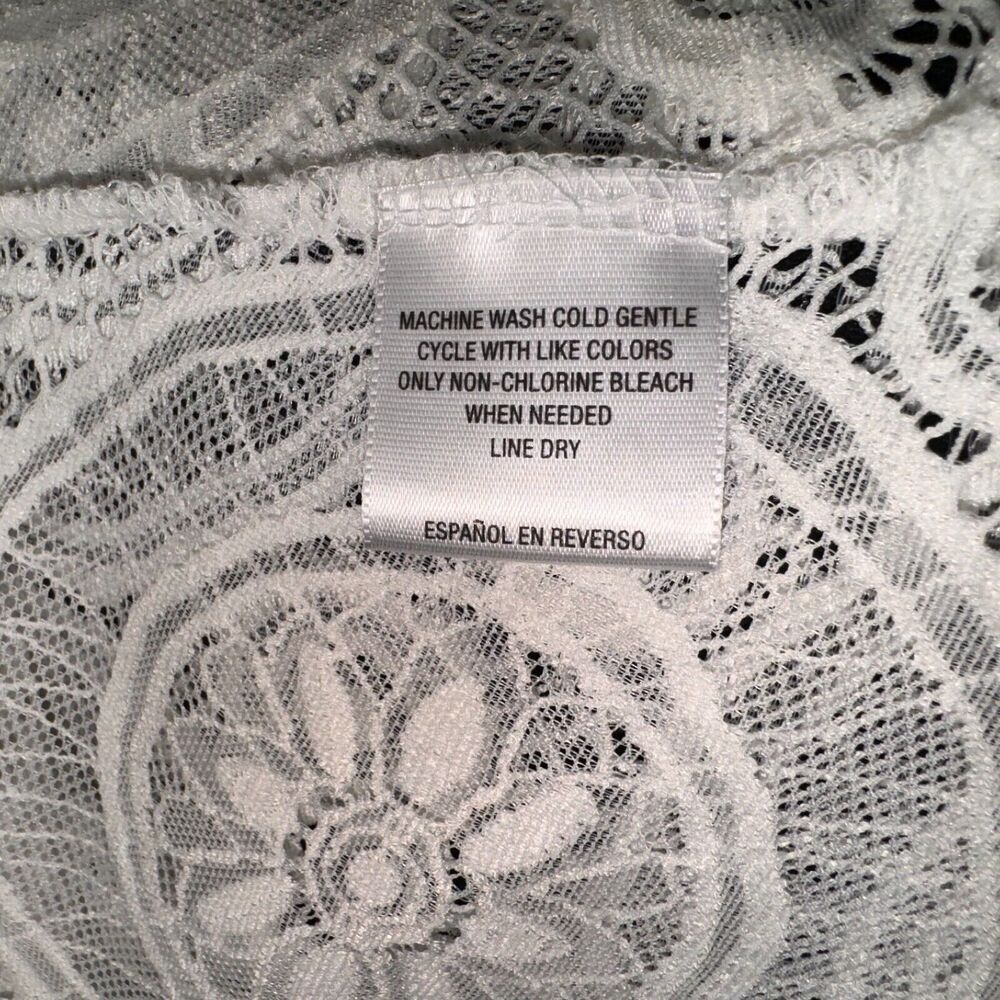 Charter Club Top Sz 1X Lace Crochet Ivory Short sleeve