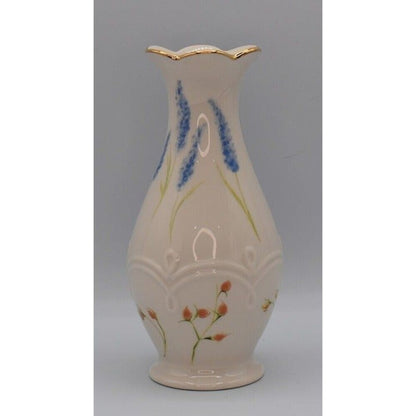 Lenox Ceramic Bud Vase Cream Blue Gold Trim
