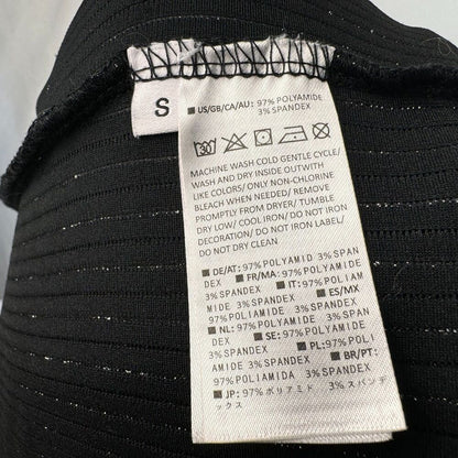 Unbranded Women Tank Top Sz S Black Ribbed metallic silver and black thread