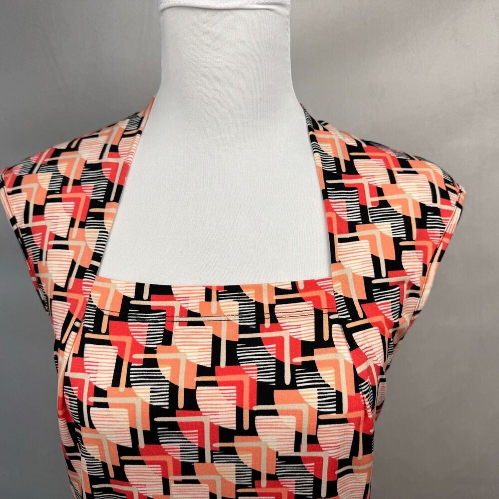 Evan Picone Black Label Top Sz S Cap Sleeve Square Neck Beige Red Black