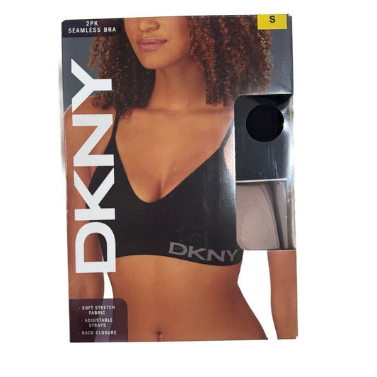 DKNY Women's 2-Pack Seamless Bra Black/Sand Size S NWT/Box B2016