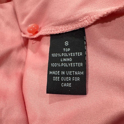 BCX Halter Top Sz S Round Neckline Zig Zag Print Coral Beige Pink Lined Button