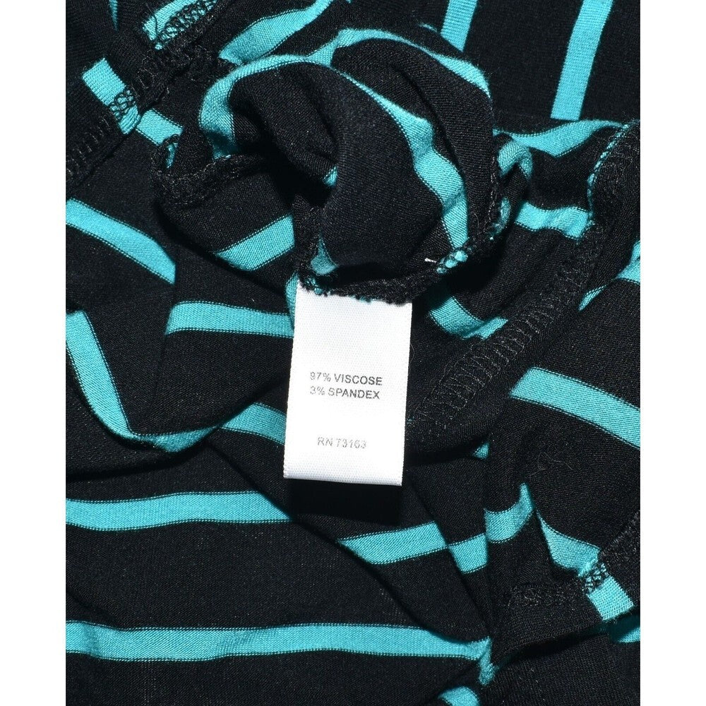 Cable & Gauge Top Sz M Striped Black Green Open Shoulder Knit