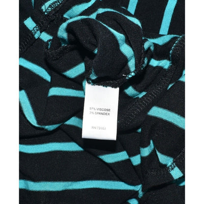 Cable & Gauge Top Sz M Striped Black Green Open Shoulder Knit