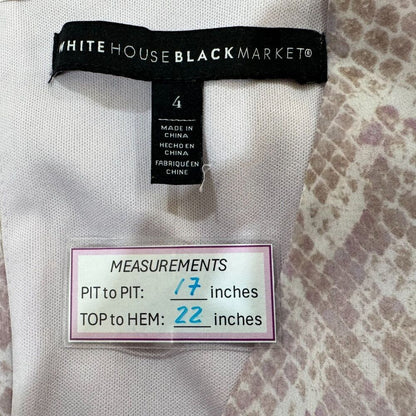 White House Black Market Top Sz 4 Pink Faux Wrap Front Tie V-Neck Elastic Waist