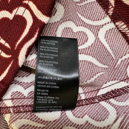 Urban Outfitters Mini Skirt Sz SP Burgundy All Over Print Hearts back zipper