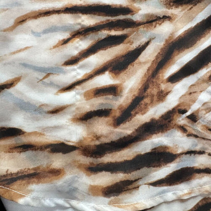 Chicos Top Sz 1 Sheer Brown Tiger Print Button Up 3/4 Sleeve