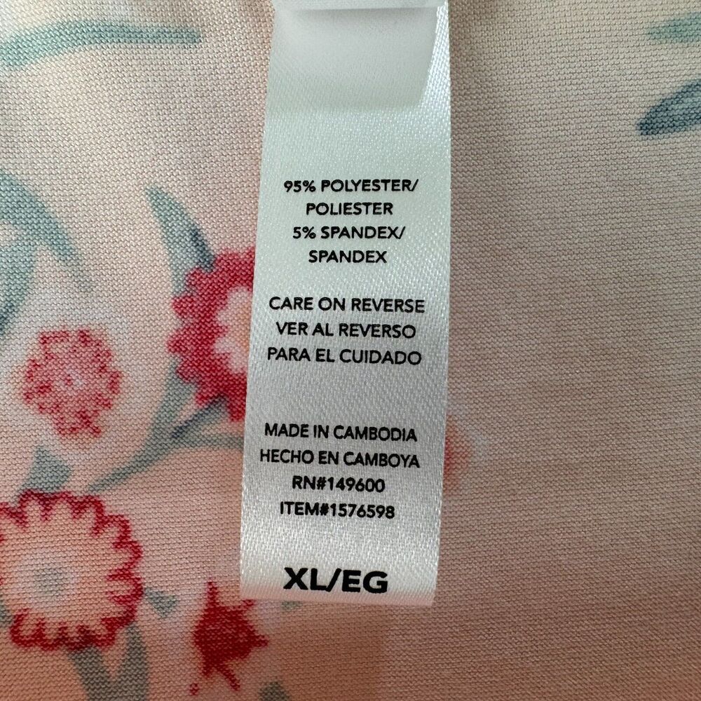 Flora Nikrooz Women Sz XL Pajama Top Peach Floral super soft short sleeve