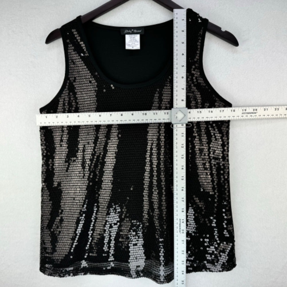 Slinky Brand Women Sz M Black Sequin Sleeveless Tank Top