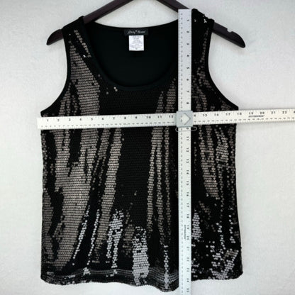 Slinky Brand Women Sz M Black Sequin Sleeveless Tank Top